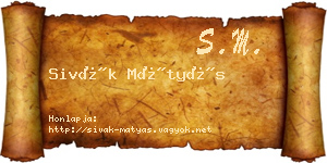 Sivák Mátyás névjegykártya